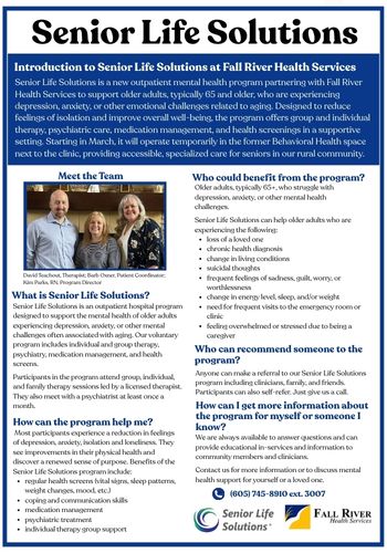 Senior Life Solution FAQ flyer 